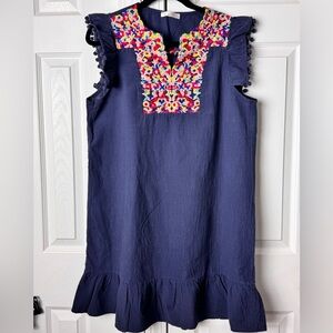 Kirundo Dress Womens Size L Multicolor Embroidered Shift Boho